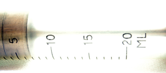 detail of a gauge on a 20 ml syringe