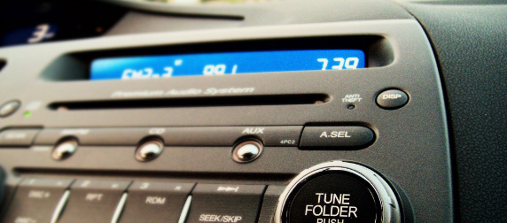 close-up of a car radio