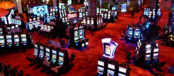 slot machine casino floor, viewed from above