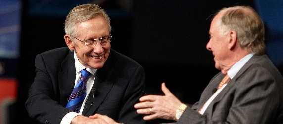 Sen. Harry Reid shaking the hand of T. Boone Pickens