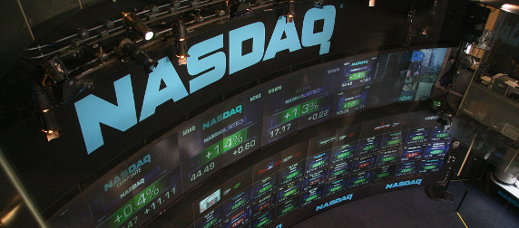 view from above of the Nasdaq MarketSite interior