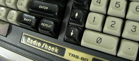 close-up view of a RadioShack TRS-80 keyboard