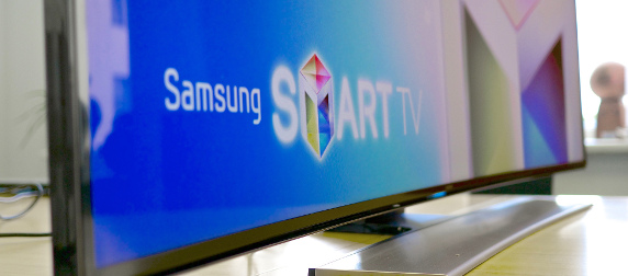 detail of default display on a curved Samsung smart HD TV