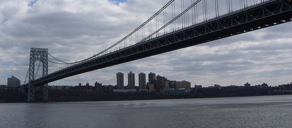 ground-level view of the George Washington Bridge