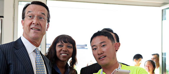 Ted Craver of Edison International and Tammy Tumbling of Southern California Edison with Justin Kang of USC