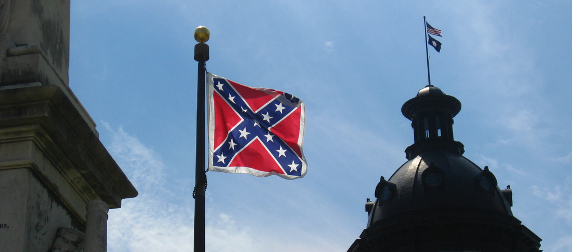 Confederate battle flag in front of the South Carolina Statehouse