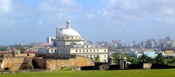 the Capitol of Puerto Rico, viewed from Castillo San Cristobal