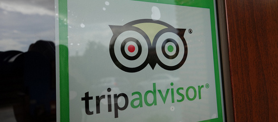 a TripAdvisor sticker in a window