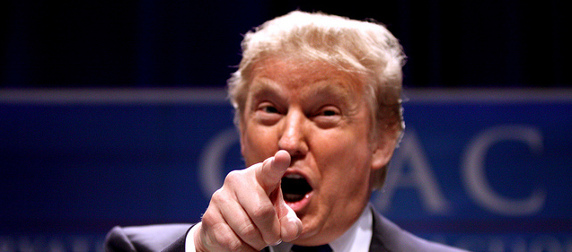 Donald Trump, pointing forward