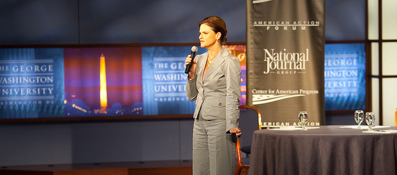 Jennifer Palmieri speaking at George Washington University