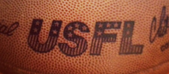 logo detail on a USFL football by Wilson