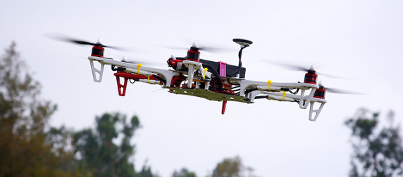 unmanned quadcopter in flight