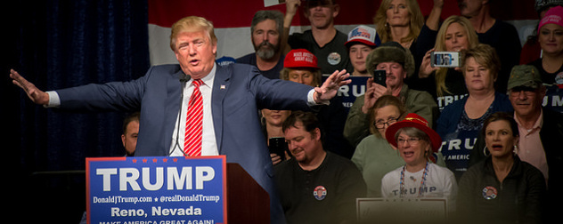 Donald Trump speaking at a campaign event in Nevada