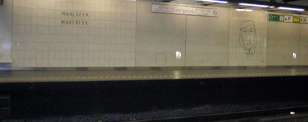 interior of the Maalbeek/Maelbeek metro station in Brussels