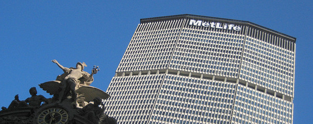 The MetLife Building and decoration on Grand Central Station, viewed against a blue sky