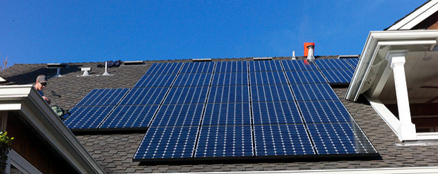 solar panel installation on a home roof