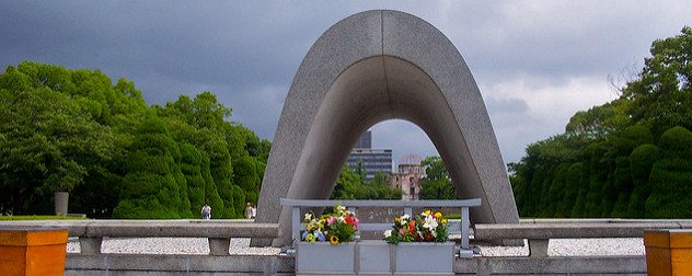 the cenotaph in Hiroshima Peace Memorial Park