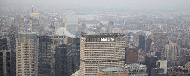 midtown Manhattan's skyline, including the MetLife building, seen from above