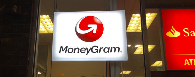 illuminated MoneyGram window sign