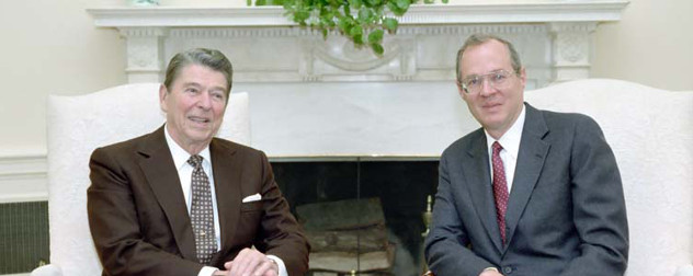 President Reagan meeting with Judge Anthony Kennedy in the Oval Office in 1987