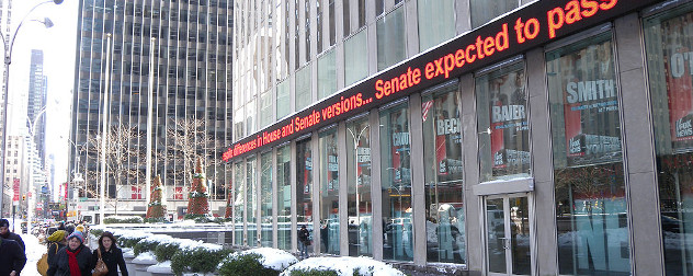 Fox News ticker along 6th Avenue in New York City at Christmastime