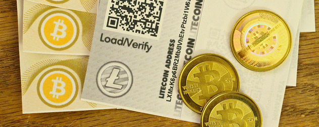 cards for litecoin and bitcoin, along with physical bitcoins