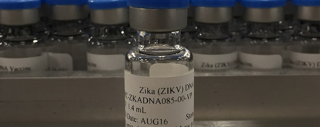 detail of a vial of the NIAID Zika Virus Investigational DNA Vaccine