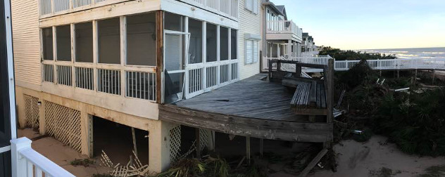 damage to a Florida beach property in the wake of Hurricane Matthew