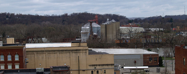 downtown Zanesville, Ohio in winter