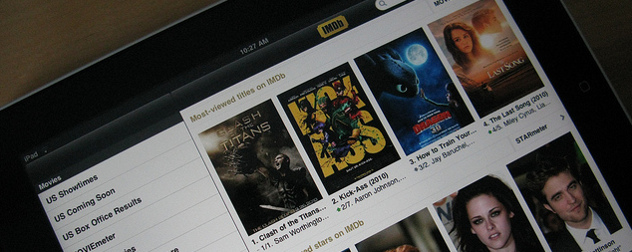 detail of IMDb displayed on an iPad