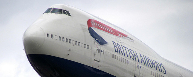 detail of a British Airways branded 747 jet