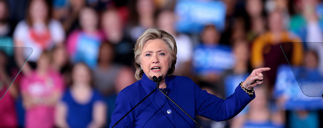 Hillary Clinton speaking at a campaign event