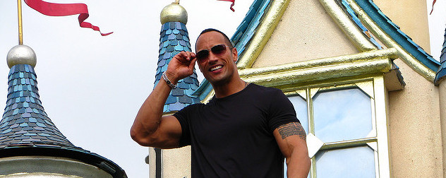 Dwayne Johnson at a castle in Hong Kong Disneyland