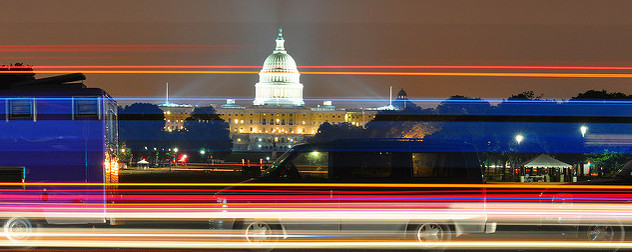 time-lapse view of the U.S. Capitol at night