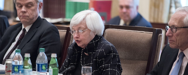 Janet Yellen at a 2016 meeting of the Federal Open Market Committee (FOMC)