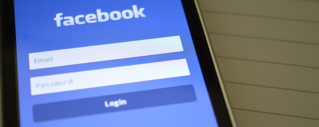 Facebook login screen on a smartphone display