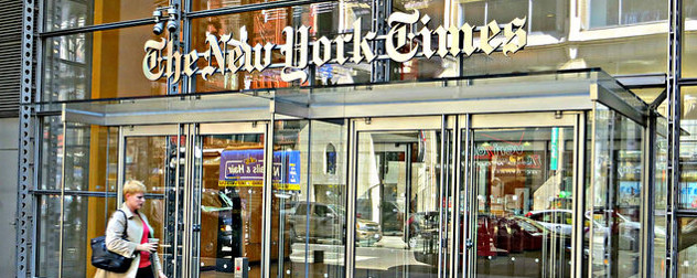 The New York Times building entrance in Manhattan