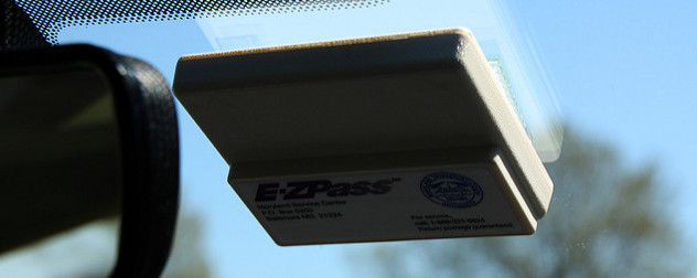 E-ZPass transponder on a windshield