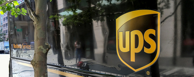 detail of UPS truck logo