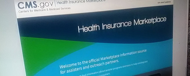 computer monitor displaying CMS Health Insurance Marketplace website