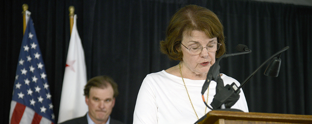 Sen. Dianne Feinstein speaking at a podium