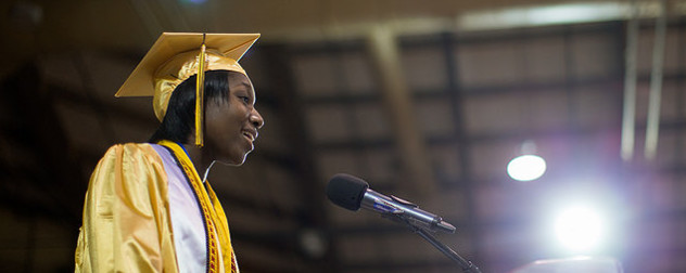 Valedictorian Kyndall Nicholas speaking at her high school graduation