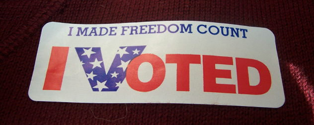 sticker that says 'I made freedom count I voted'