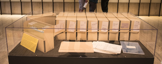 The Pentagon Papers in a  museum display case