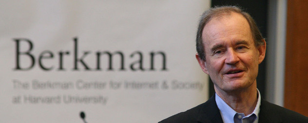 David Boies in front of an out-of-focus banner with the word 'Berkman' on it