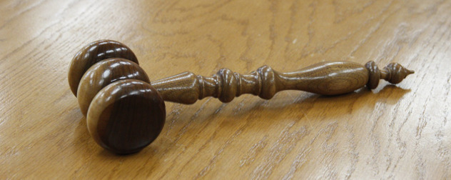 gavel on a wooden table