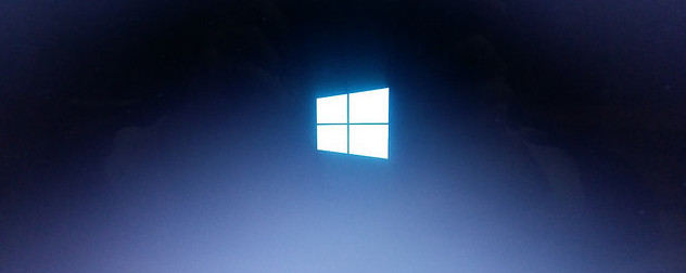 Microsoft Windows logo in white on a blue-black screen