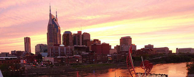 Nashville skyline at sunset