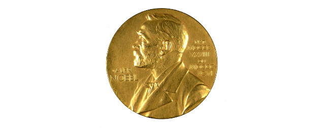 Nobel Prize medial on white background