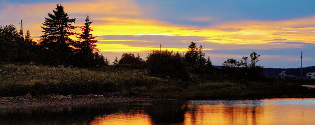 sunset over a Nova Scotia lake scen